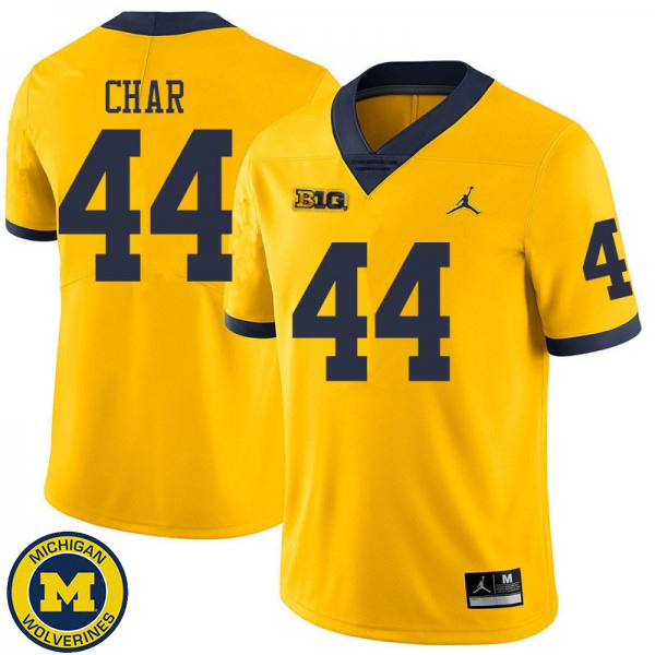 Men University of Michigan #44 Jared Char Yellow Jordan Brand High School Jersey